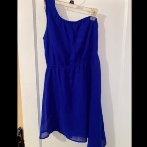 One shoulder royal blue dress